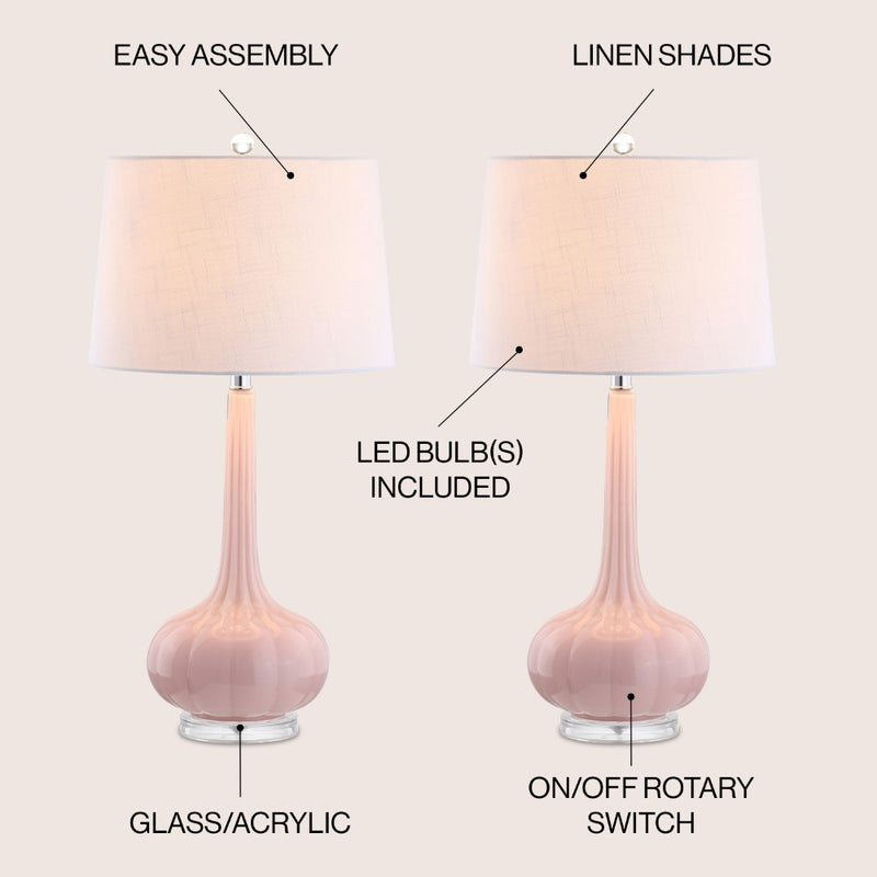 Bette 28.5" Glass Teardrop LED Table Lamp Set 2