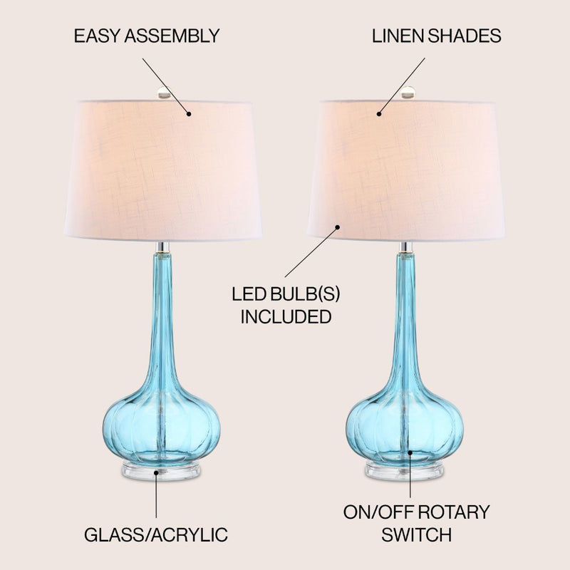 Bette 28.5" Glass Teardrop LED Table Lamp Set 2