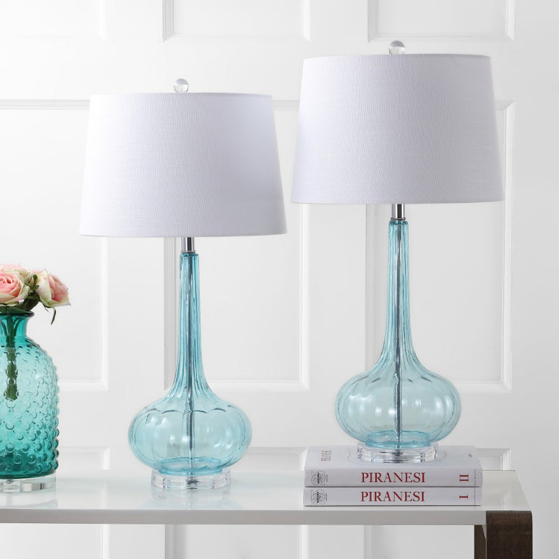 Bette 28.5" Glass Teardrop LED Table Lamp Set 2