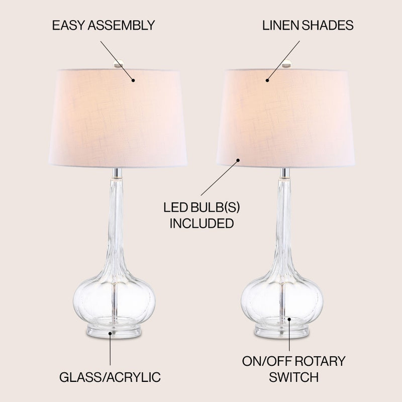 Bette 28.5" Glass Teardrop LED Table Lamp Set 2