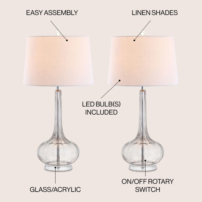 Bette 28.5" Glass Teardrop LED Table Lamp Set 2