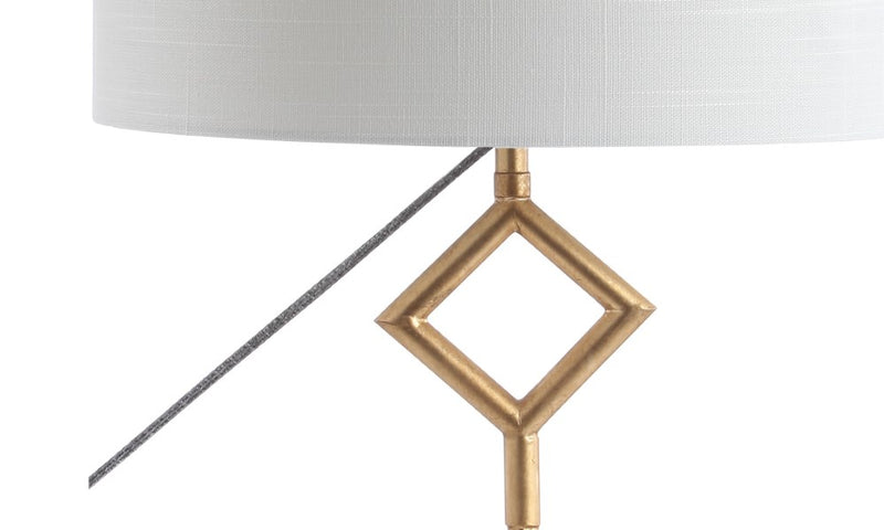 Diamante 29.5" Modern Gilt Metal with Marble Base LED Table Lamp - JONATHAN Y