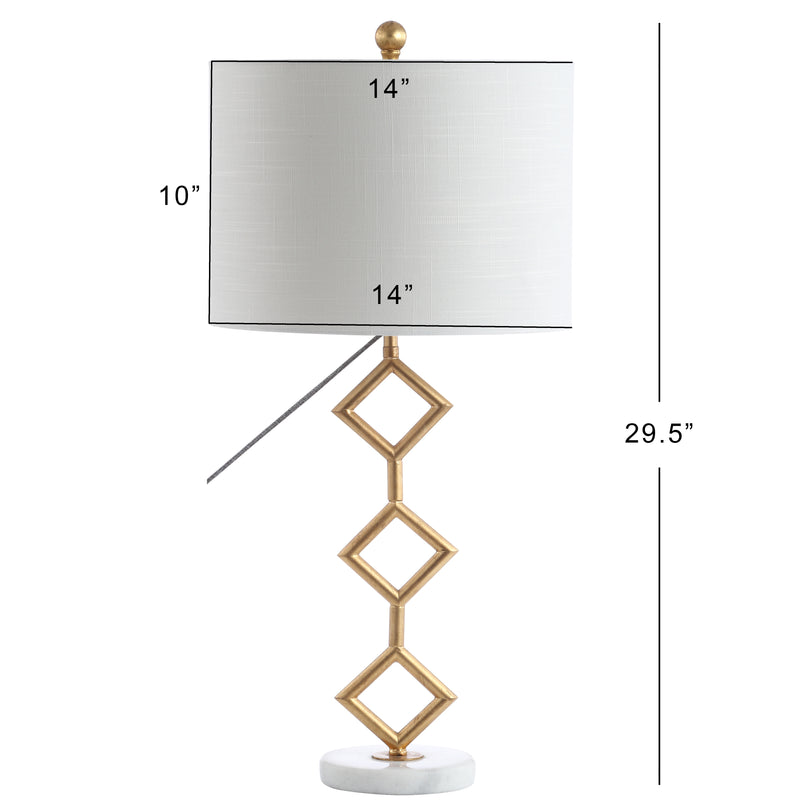 Diamante 29.5" Modern Gilt Metal with Marble Base LED Table Lamp - JONATHAN Y