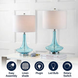 Cecile 25.5" Glass Teardrop LED Table Lamp Set 2 Aqua/Chrome (Set of 2) – ICONS
