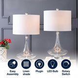 Cecile 25.5" Glass Teardrop LED Table Lamp Set 2 Clear/Chrome (Set of 2) – ICONS