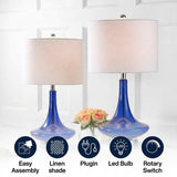Cecile 25.5" Glass Teardrop LED Table Lamp Set 2 Cobalt/Chrome (Set of 2) – ICONS