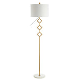 Diamante 61.5" Modern Gilt Metal with Marble Based LED Floor Lamp - JONATHAN Y