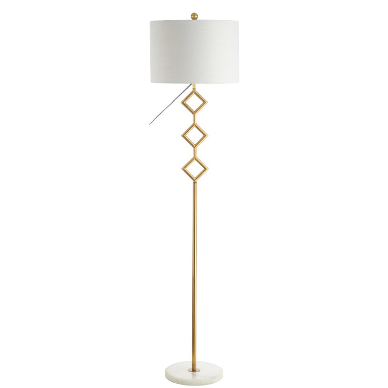 Diamante 61.5" Modern Gilt Metal with Marble Based LED Floor Lamp - JONATHAN Y