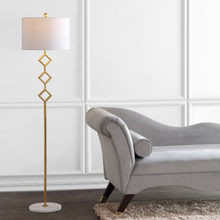 Diamante 61.5" Modern Gilt Metal with Marble Based LED Floor Lamp - JONATHAN Y