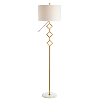 Diamante 61.5" Modern Gilt Metal with Marble Based LED Floor Lamp - JONATHAN Y