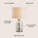 Emilia 24.5" Trellis Pattern Glass LED Table Lamp - JONATHAN Y