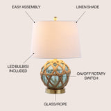 Andrews 21.5" LED Glass/Rope Table Lamp - JONATHAN Y