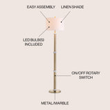 Gregory 60.5" Metal/Marble LED Floor Lamp - JONATHAN Y