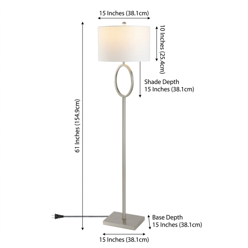April 61" Metal LED Floor Lamp Nickel – DIM