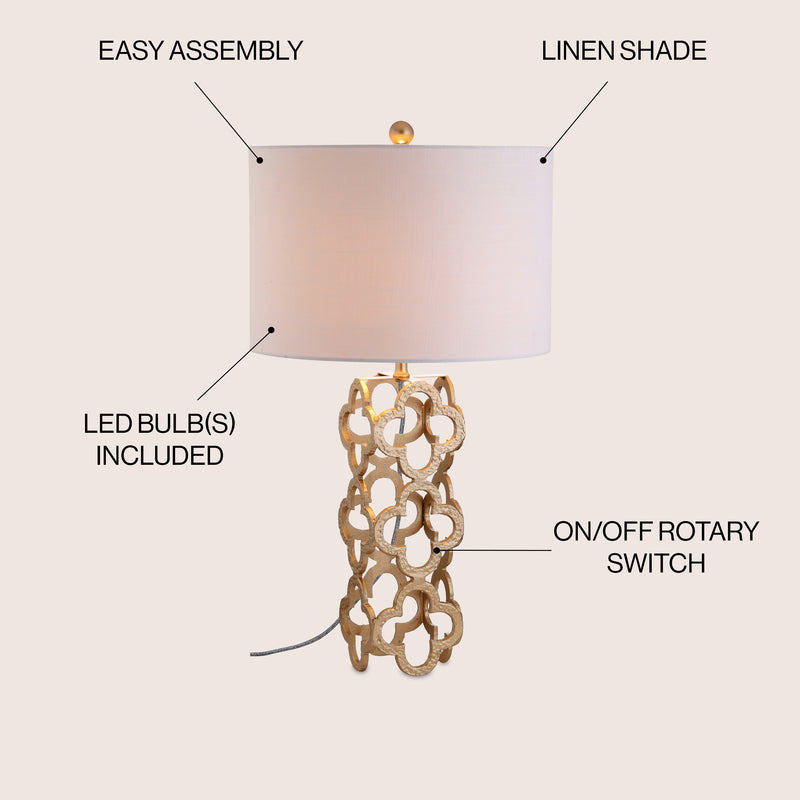 Oliver 26.5" Metal Quatrefoil LED Table Lamp - JONATHAN Y