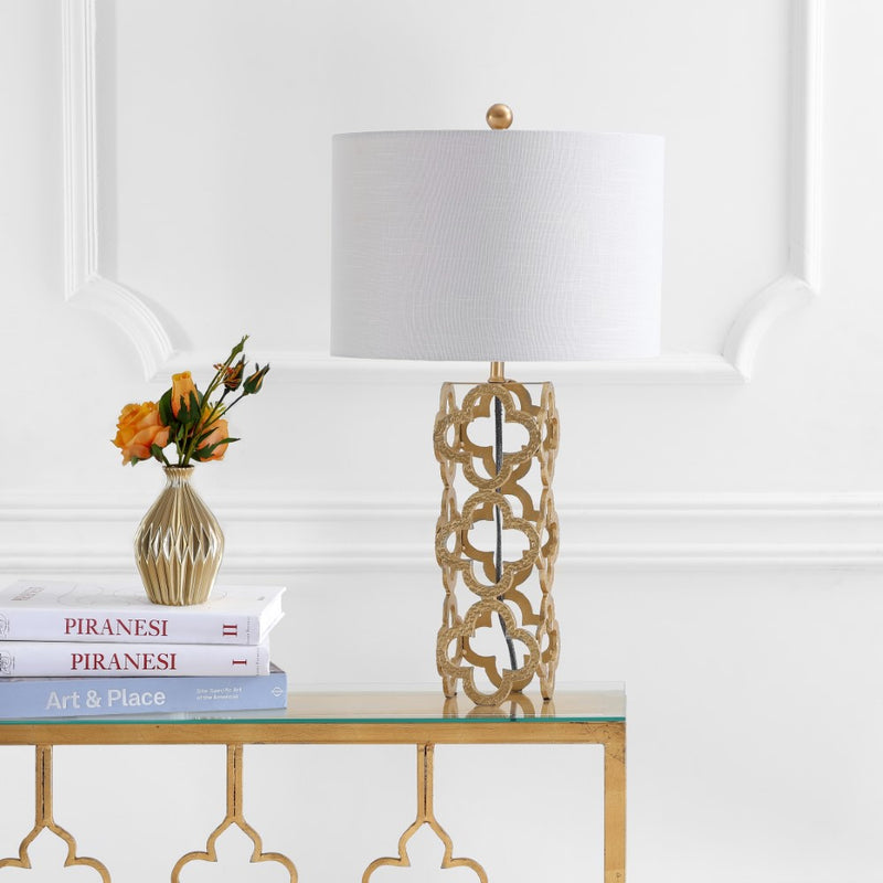 Oliver 26.5" Metal Quatrefoil LED Table Lamp - JONATHAN Y