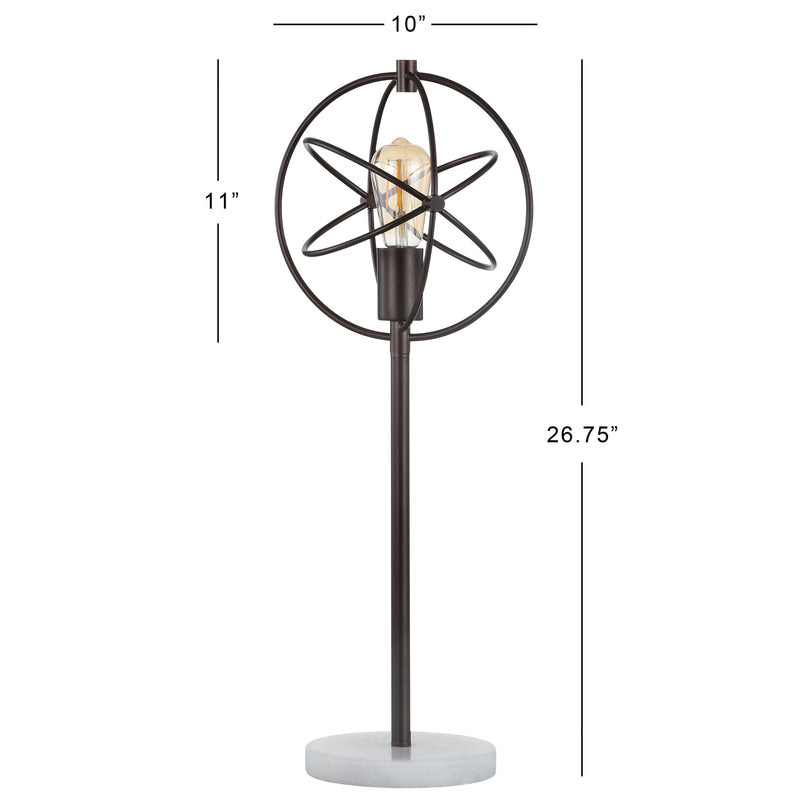 Atomic Caged 26.5" Edison Bulb Metal/Marble Modern LED Table Lamp - JONATHAN Y