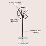 Atomic Caged 26.5" Edison Bulb Metal/Marble Modern LED Table Lamp - JONATHAN Y