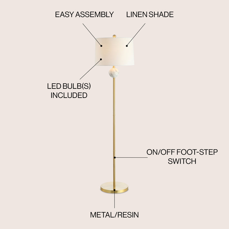 Vaughn 60" Modern Metal/Resin LED Floor Lamp - JONATHAN Y