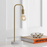 Axel 20.5" Minimalist Glam Gold Pipe Metal/Marble LED Table Lamp - JONATHAN Y