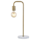 Axel 20.5" Minimalist Glam Gold Pipe Metal/Marble LED Table Lamp - JONATHAN Y