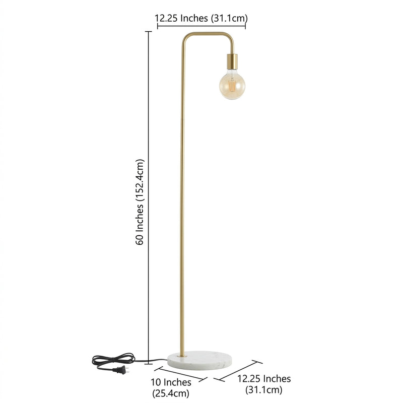 Vega 60" Minimalist Edison Metal/Marble Floor Lamp Gold – DIM