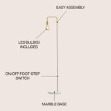 Vega 60" Minimalist Edison Metal/Marble Floor Lamp - JONATHAN Y