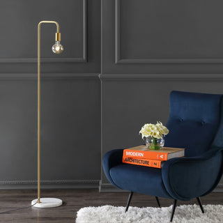Vega 60" Minimalist Edison Metal/Marble Floor Lamp - JONATHAN Y
