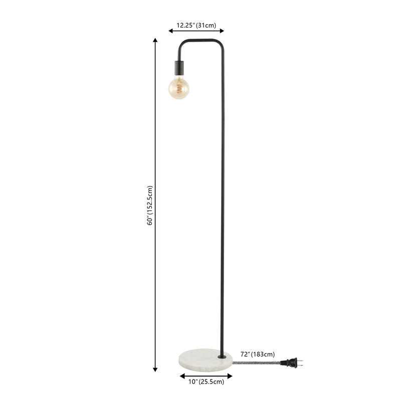 Vega 60" Minimalist Edison Metal/Marble Floor Lamp - JONATHAN Y