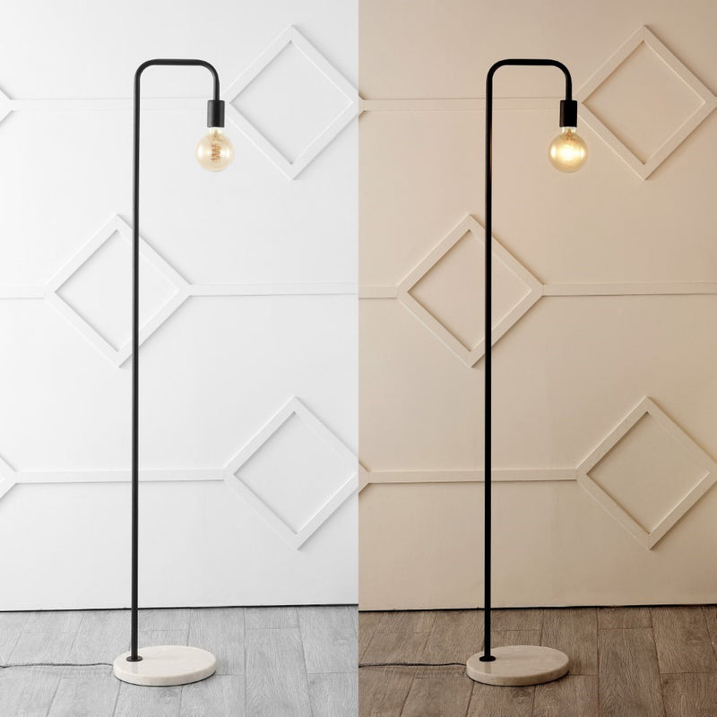 Vega 60" Minimalist Edison Metal/Marble Floor Lamp - JONATHAN Y
