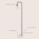 Vega 60" Minimalist Edison Metal/Marble Floor Lamp - JONATHAN Y