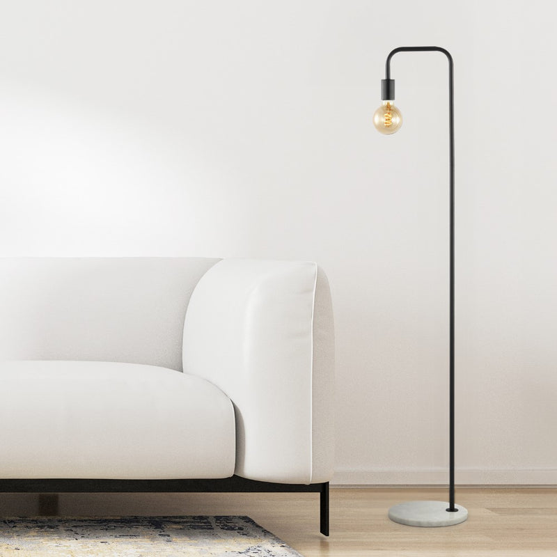 Vega 60" Minimalist Edison Metal/Marble Floor Lamp - JONATHAN Y