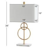 Haines 26" Modern Circle Marble/Metal LED Table Lamp - JONATHAN Y
