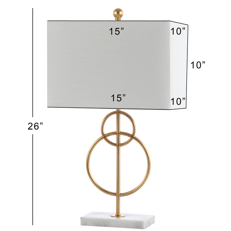 Haines 26" Modern Circle Marble/Metal LED Table Lamp - JONATHAN Y