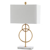 Haines 26" Modern Circle Marble/Metal LED Table Lamp - JONATHAN Y