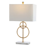 Haines 26" Modern Circle Marble/Metal LED Table Lamp - JONATHAN Y