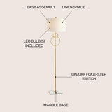 Haines 60" Modern Circle Marble/Metal LED Floor Lamp - JONATHAN Y