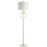 Haines 60" Modern Circle Marble/Metal LED Floor Lamp - JONATHAN Y