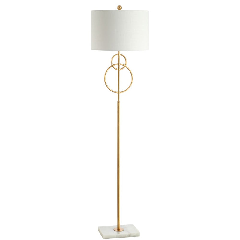 Haines 60" Modern Circle Marble/Metal LED Floor Lamp - JONATHAN Y