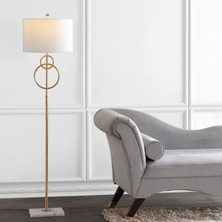 Haines 60" Modern Circle Marble/Metal LED Floor Lamp - JONATHAN Y