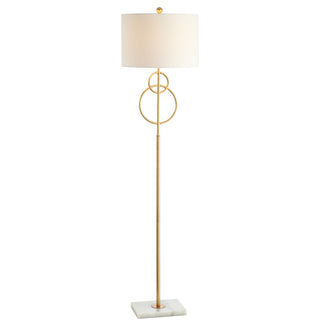 Haines 60" Modern Circle Marble/Metal LED Floor Lamp - JONATHAN Y