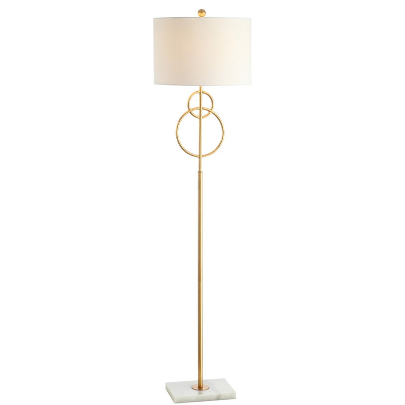Haines 60" Modern Circle Marble/Metal LED Floor Lamp - JONATHAN Y