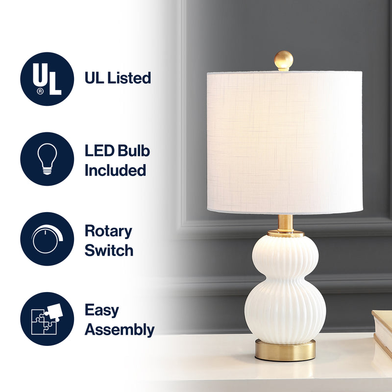 Daphne 20" Ribbed Metal/Glass LED Table Lamp
