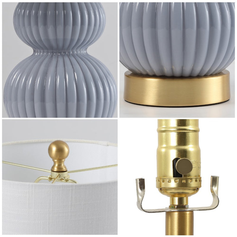 Daphne 20" Ribbed Metal/Glass LED Table Lamp