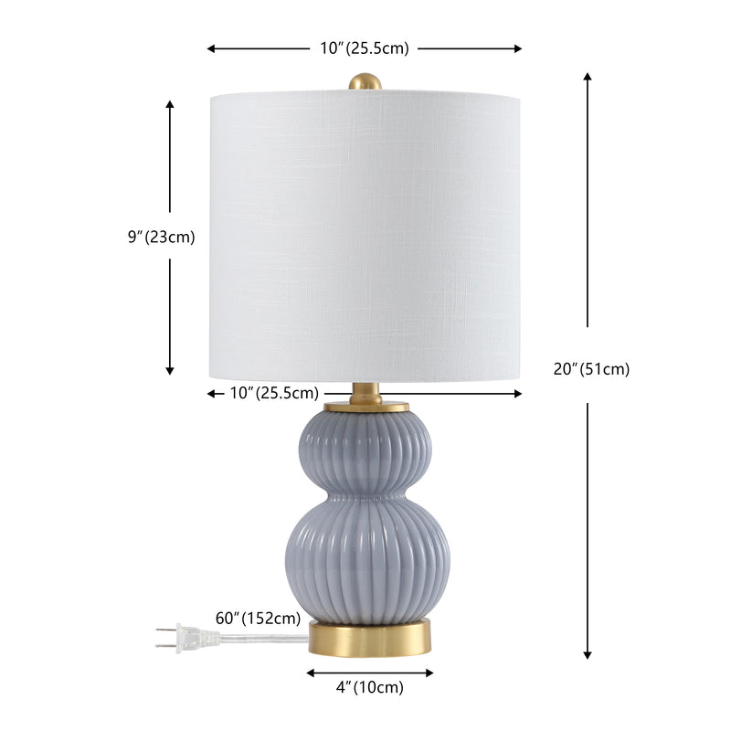 Daphne 20" Ribbed Metal/Glass LED Table Lamp