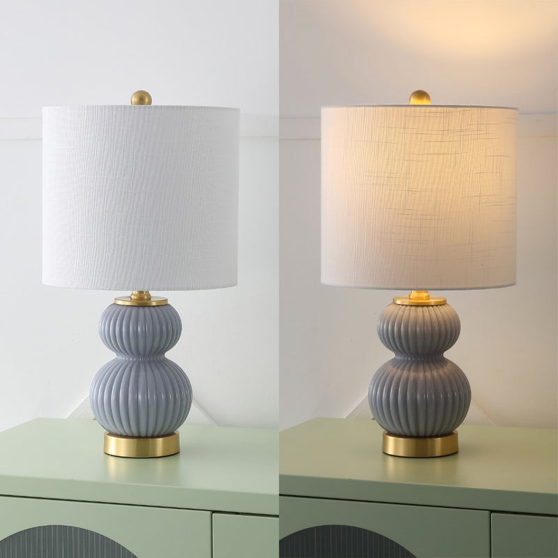 Daphne 20" Ribbed Metal/Glass LED Table Lamp