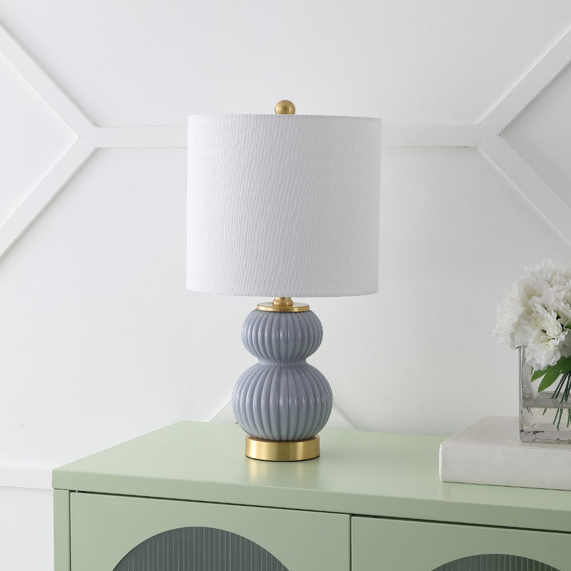 Daphne 20" Ribbed Metal/Glass LED Table Lamp