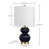 Daphne 20" Ribbed Metal/Glass LED Table Lamp