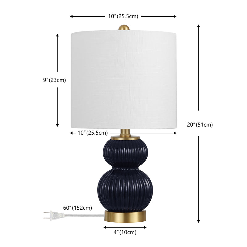 Daphne 20" Ribbed Metal/Glass LED Table Lamp
