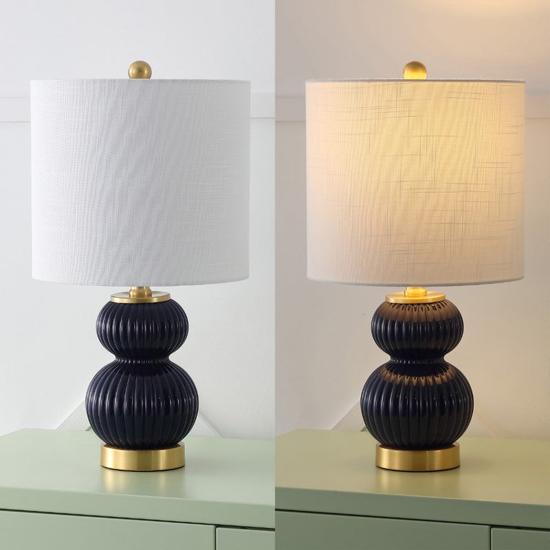 Daphne 20" Ribbed Metal/Glass LED Table Lamp